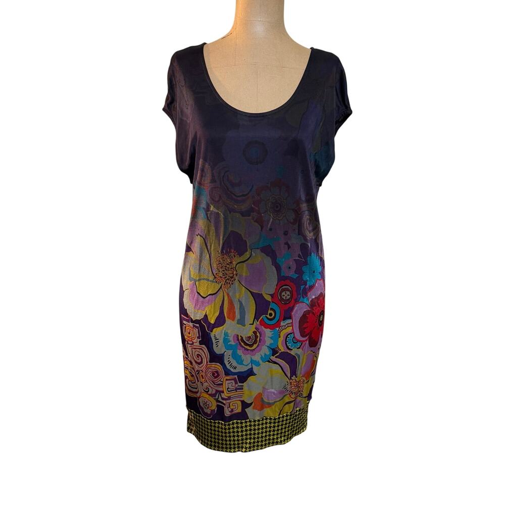 Custo Barcelona Mini Dress Vintage Y2K Purple Multicolor Floral Sleeveless Med